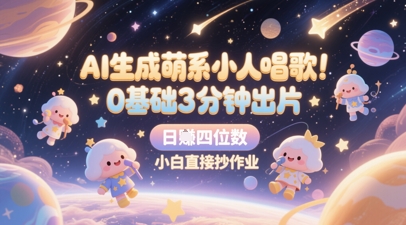 AI生成萌系小人唱歌，0基础3分钟出片，28个作品涨粉8.9W，单条最高19W赞，日入四位数，小白直接抄作业-路子网
