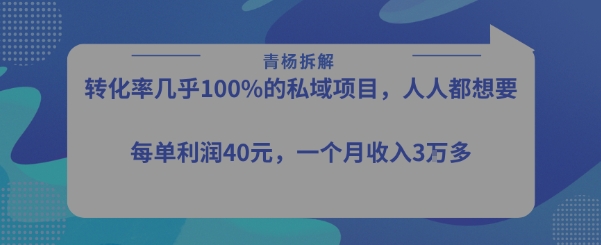 转化率最高的私域项目，每单利润40-50米，月入过1w-路子网