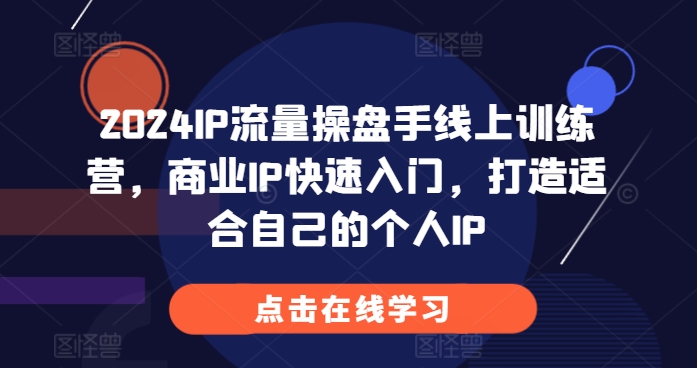 2024IP流量操盘手线上训练营，商业IP快速入门，打造适合自己的个人IP-路子网