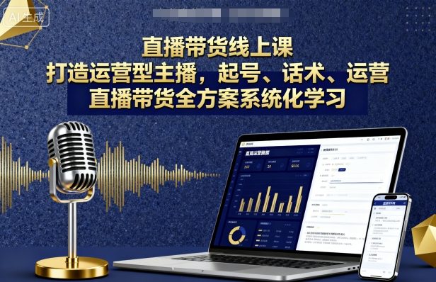 直播带货线上课，打造运营型主播，起号、话术、运营，直播带货全方案系统化学习-路子网