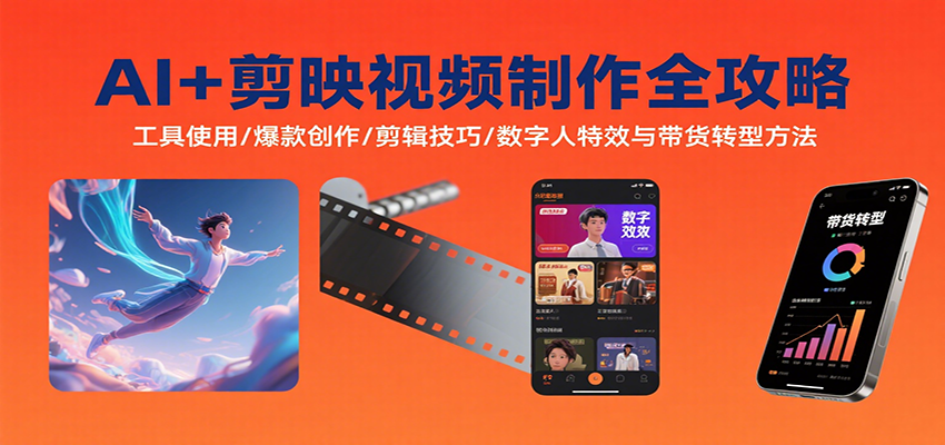 AI+剪映视频制作全攻略：工具使用/爆款创作/剪辑技巧/数字人特效与带货转型方法-路子网