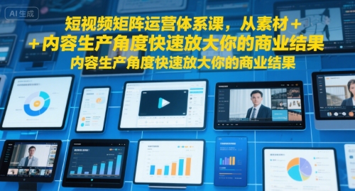 短视频矩阵运营体系课，从素材+内容生产角度快速放大你的商业结果-路子网