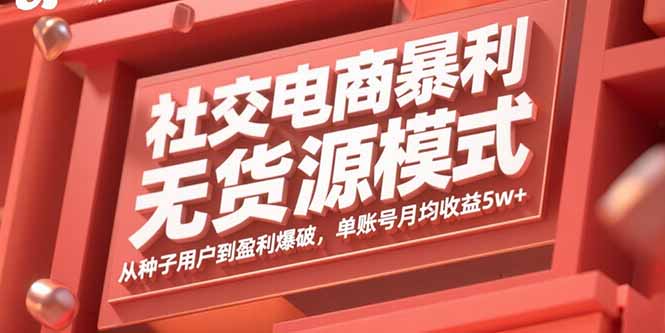社交电商暴利无货源模式：从种子用户到盈利爆破，单账号月均收益5w+-路子网