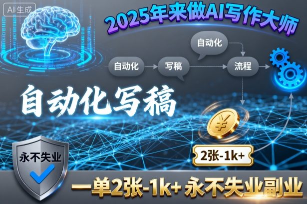 2025年来做AI写作大师，自动化写稿，一单2张-1k+，永不失业副业-路子网