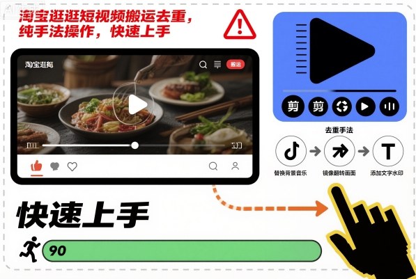 淘宝逛逛短视频搬运去重,纯手法操作,快速上手-路子网