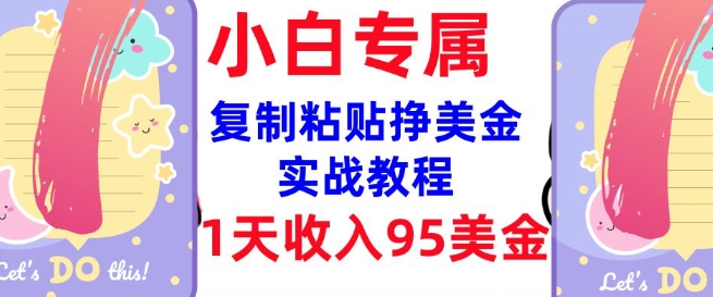 复制粘贴挣美金，0门槛，1天收入95美刀，3分钟学会，内部教程(首次公开)-路子网