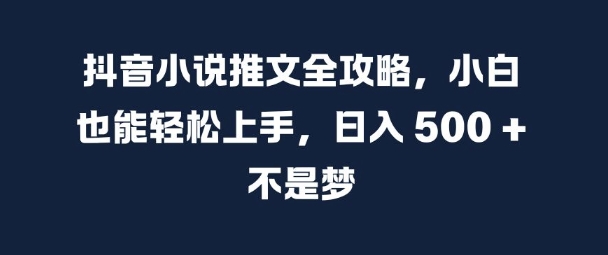 抖音小说推文全攻略，小白也能轻松上手，日入 5张+ 不是梦【揭秘】-路子网