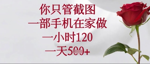 你只管截图，一部手机在家操作，一小时120.一天5张【揭秘】-路子网