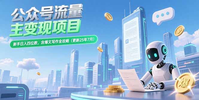 公众号流量主变现项目，新手日入四位数，含爆文写作全攻略(更新25年7月-路子网