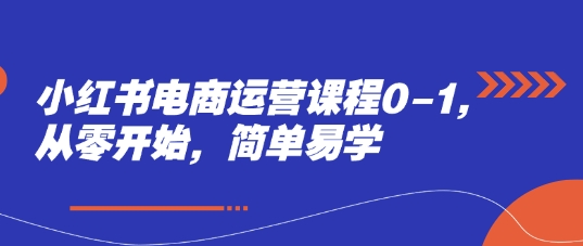 小红书电商运营课程0-1，从零开始，简单易学-路子网