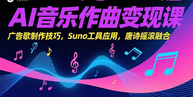 AI音乐作曲变现课，广告歌制作技巧，Suno工具应用，唐诗摇滚融合-路子网
