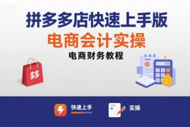 拼多多店快速上手版电商会计实操-电商财务教程-路子网
