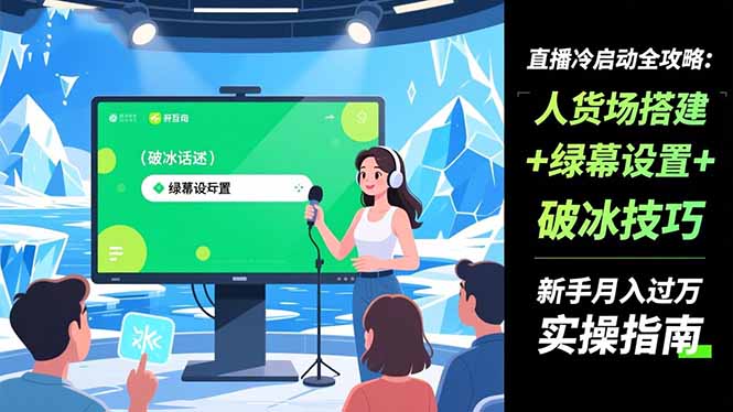 直播冷启动全攻略:人货场搭建+绿幕设置+破冰技巧，新手月入过万实操指南-路子网