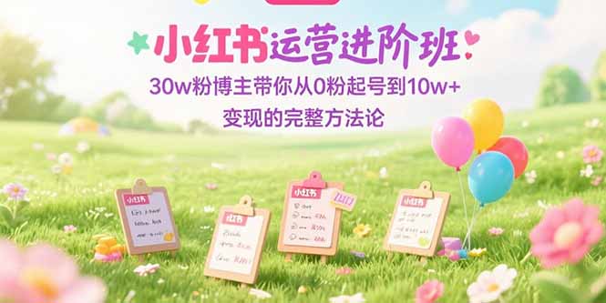 小红书运营进阶班：30w粉博主带你从0粉起号到10w+变现的完整方法论-路子网