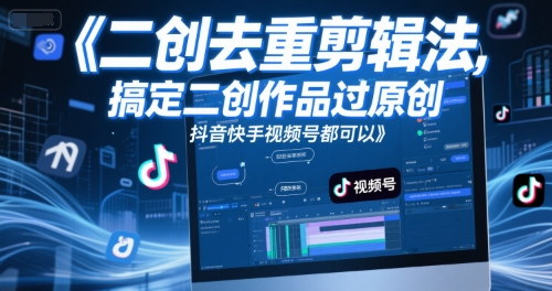 短视频二创去重剪辑法，搞定二创作品过原创，抖音快手视频号都可以-路子网