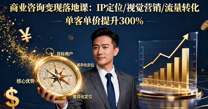 商业咨询变现落地课：IP定位/视觉营销/流量转化，单客单价提升300%-路子网