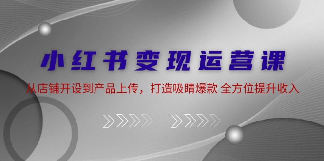 小红书变现运营课：从店铺开设到产品上传，打造吸睛爆款 全方位提升收入-路子网