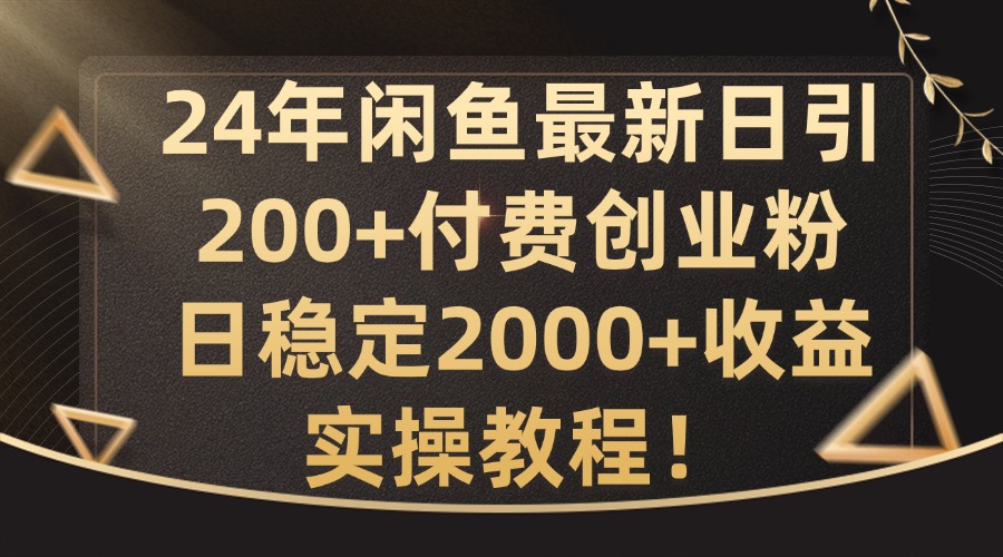 24年闲鱼最新日引200+付费创业粉日稳2000+收益，实操教程【揭秘】-路子网