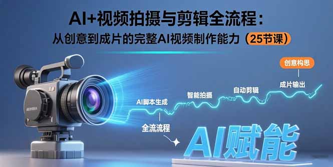 AI+视频拍摄与剪辑全流程：从创意到成片的完整AI视频制作能力(25节课-路子网