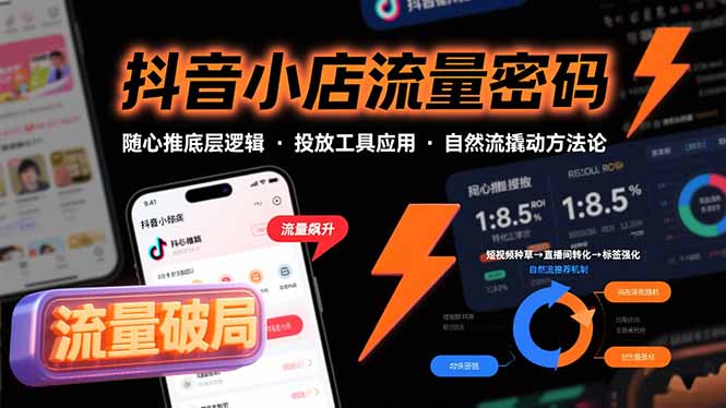 抖音小店流量密码，随心推底层逻辑，投放工具应用，自然流撬动核心方法论-路子网