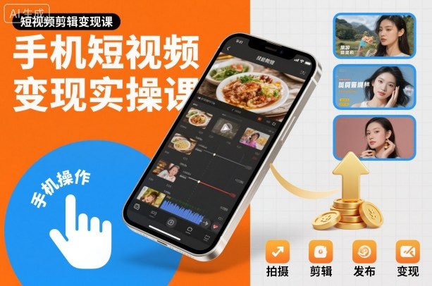 手机短视频变现实操课，短视频剪辑变现课-路子网