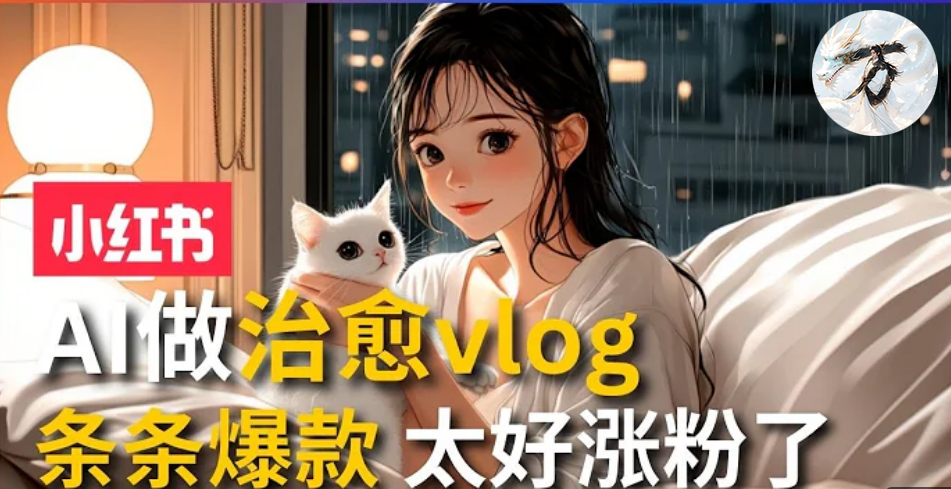 AI治愈系vlog动画视频，小红书1个月轻松涨粉破万，商单报价1500+日入2000+-路子网