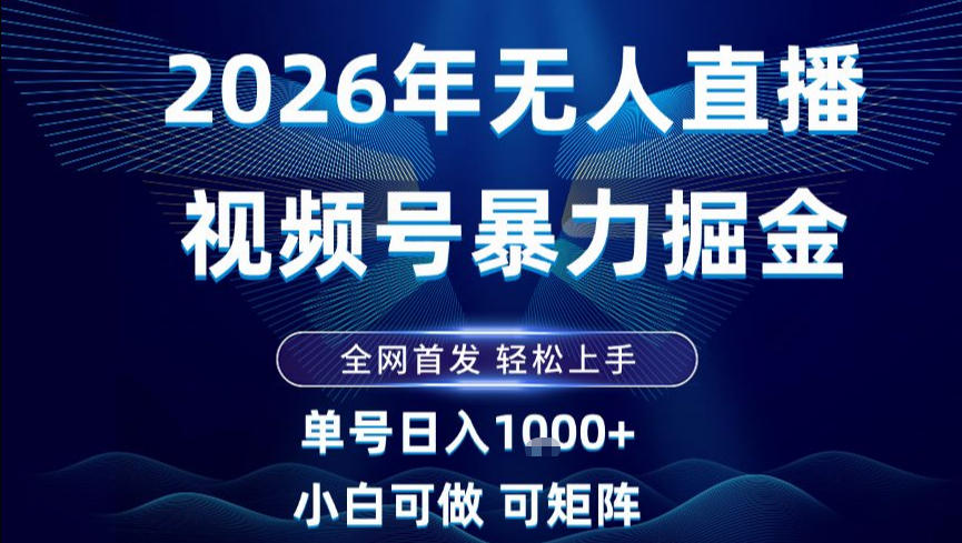 2026最新视频号无人直播掘金，全网首发，小白可以玩，长期稳定日入1k+【揭秘】-路子网