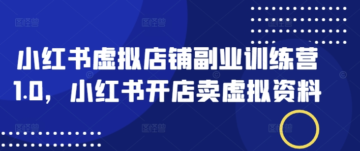 小红书虚拟店铺副业训练营1.0，小红书开店卖虚拟资料-路子网