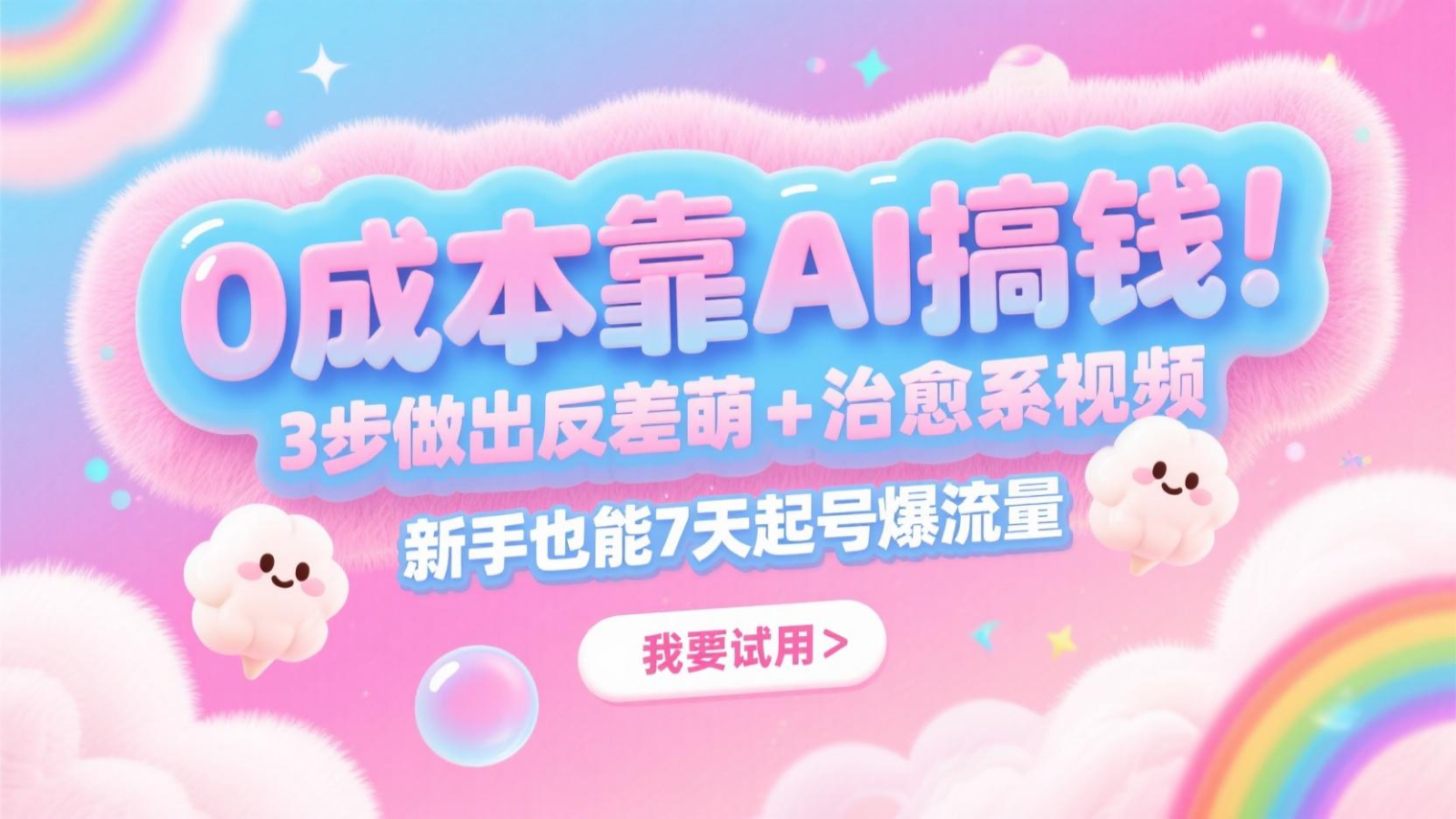 0成本靠AI搞钱！3步做出反差萌+治愈系视频，新手也能7天起号爆流量，月入5位数-路子网