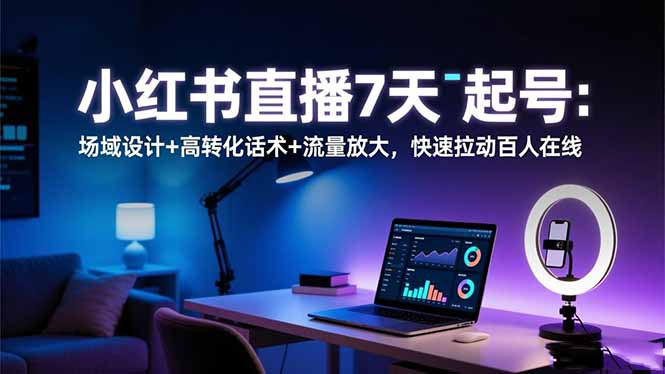 小红书直播7天起号：场域设计+高转化话术+流量放大，快速拉动百人在线-路子网