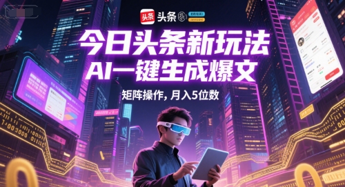 今日头条新玩法，AI一键生成爆文，矩阵操作，月入5位数-路子网