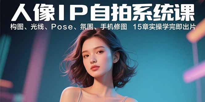人像IP自拍系统课：构图、光线、Pose、氛围、手机修图 15章实操学完即出片-路子网