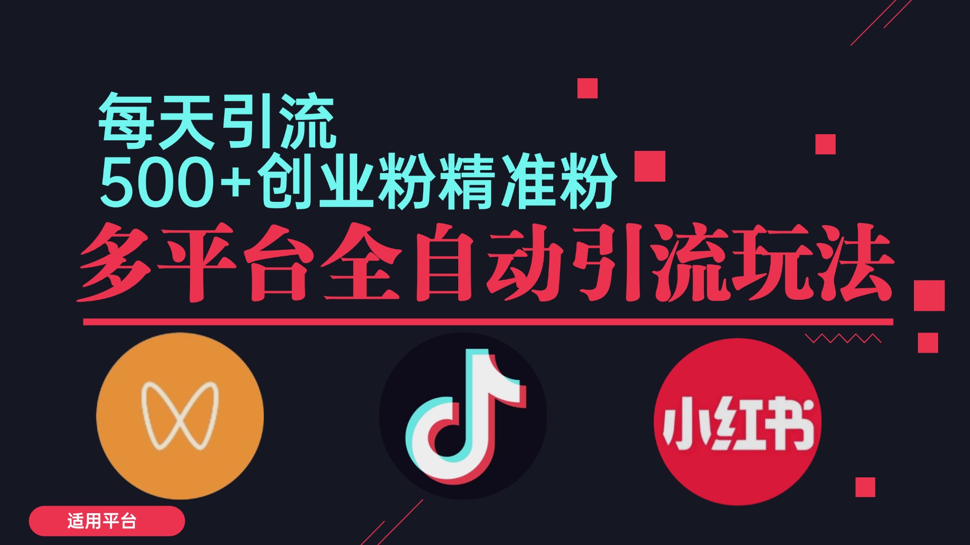 小红书抖音视频号截流自热全平台引流打法，全自动引流【日引2000+精准…-路子网