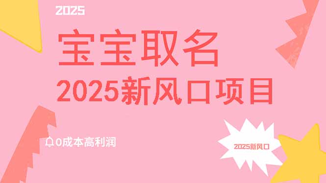 2025新风口项目宝宝取名，0成本高利润，附保姆级教程，月入过万不是梦-路子网