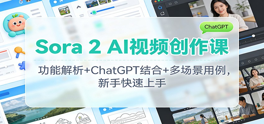 Sora 2 AI视频创作课：功能解析+ChatGPT结合+多场景用例，新手快速上手-路子网