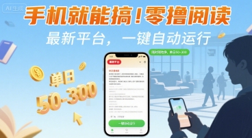 手机就能搞！零撸阅读挂G，最新平台，一键自动运行，随时随地挣，单日50-3张+【揭秘】-路子网