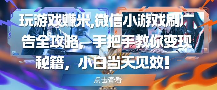 玩游戏挣米，微信小游戏刷广告全攻略，手把手教你变现秘籍，小白当天见效-路子网