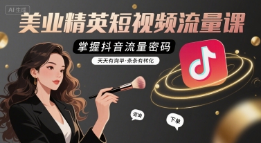 美业精英短视频流量课，掌握抖音流量密码，天天有询单，条条有转化-路子网