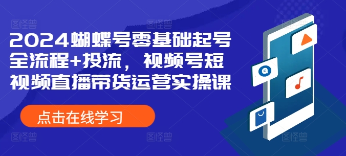 2024蝴蝶号零基础起号全流程+投流，视频号短视频直播带货运营实操课-路子网