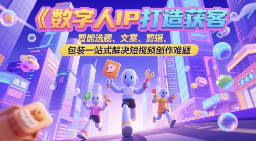 数字人IP打造获客变现实操课，智能选题、文案、剪辑、包装一站式解决短视频创作难题-路子网