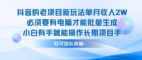 老项目新玩法单月收入2W小白有手就能操作长期项目-路子网