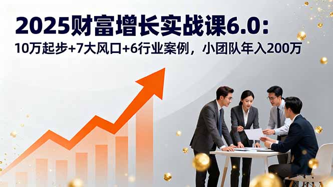 2025财富增长实战课6.0：10万起步+7大风口+6行业案例，小团队年入200万-路子网