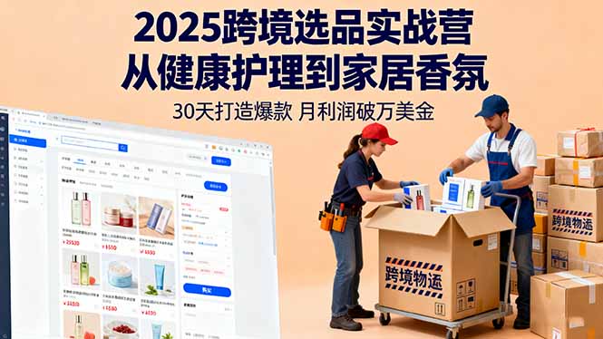 2025跨境选品实战营：从健康护理到家居香氛，30天打造爆款,月利润破万美金-路子网