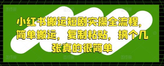 小红书搬运短剧实操全流程，简单搬运，复制粘贴，搞个几张真的很简单-路子网
