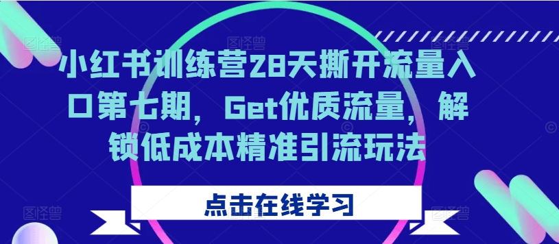 小红书训练营28天撕开流量入口第七期，Get优质流量，解锁低成本精准引流玩法-路子网