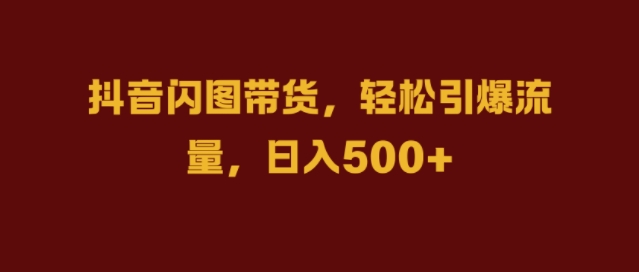 抖音闪图带货，轻松引爆流量，日入几张【揭秘】-路子网