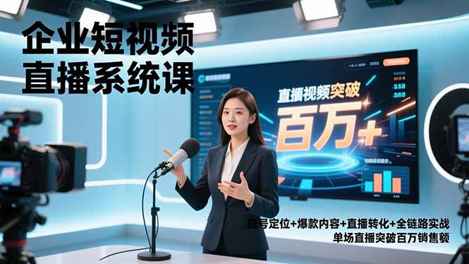 企业短视频直播系统课，账号定位+爆款内容+直播转化+全链路实战，单场直播突破百万销售额-路子网