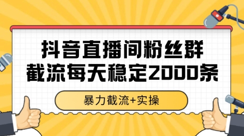 抖音直播间粉丝群暴力截流，一台电脑每天稳定2000条数据【揭秘】-路子网