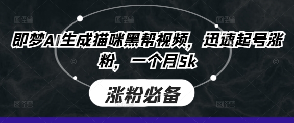 即梦AI生成猫咪黑帮视频，迅速起号涨粉，一个月5k-路子网