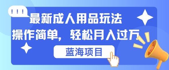 最新成人用品项目玩法，操作简单，动动手，轻松日入几张【揭秘】-路子网